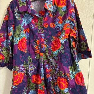 Vermont Country Store Floral Women's Smocked Top - Multicolor 2XL NWT